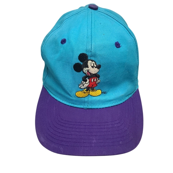 Disney Accessories - Disney Mickey Mouse Unlimited, Teal and Purple Snapback Baseball Hat Cap 90's